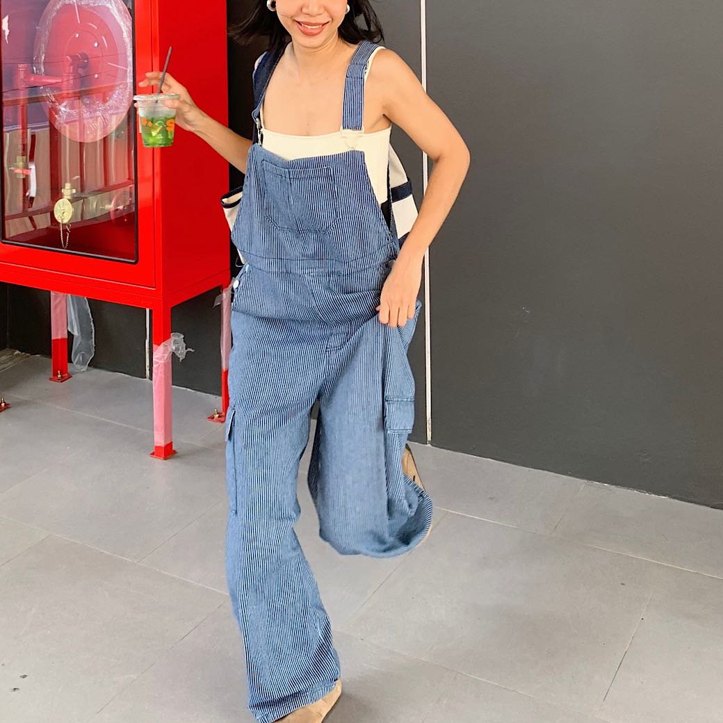 Urban striped overalls
