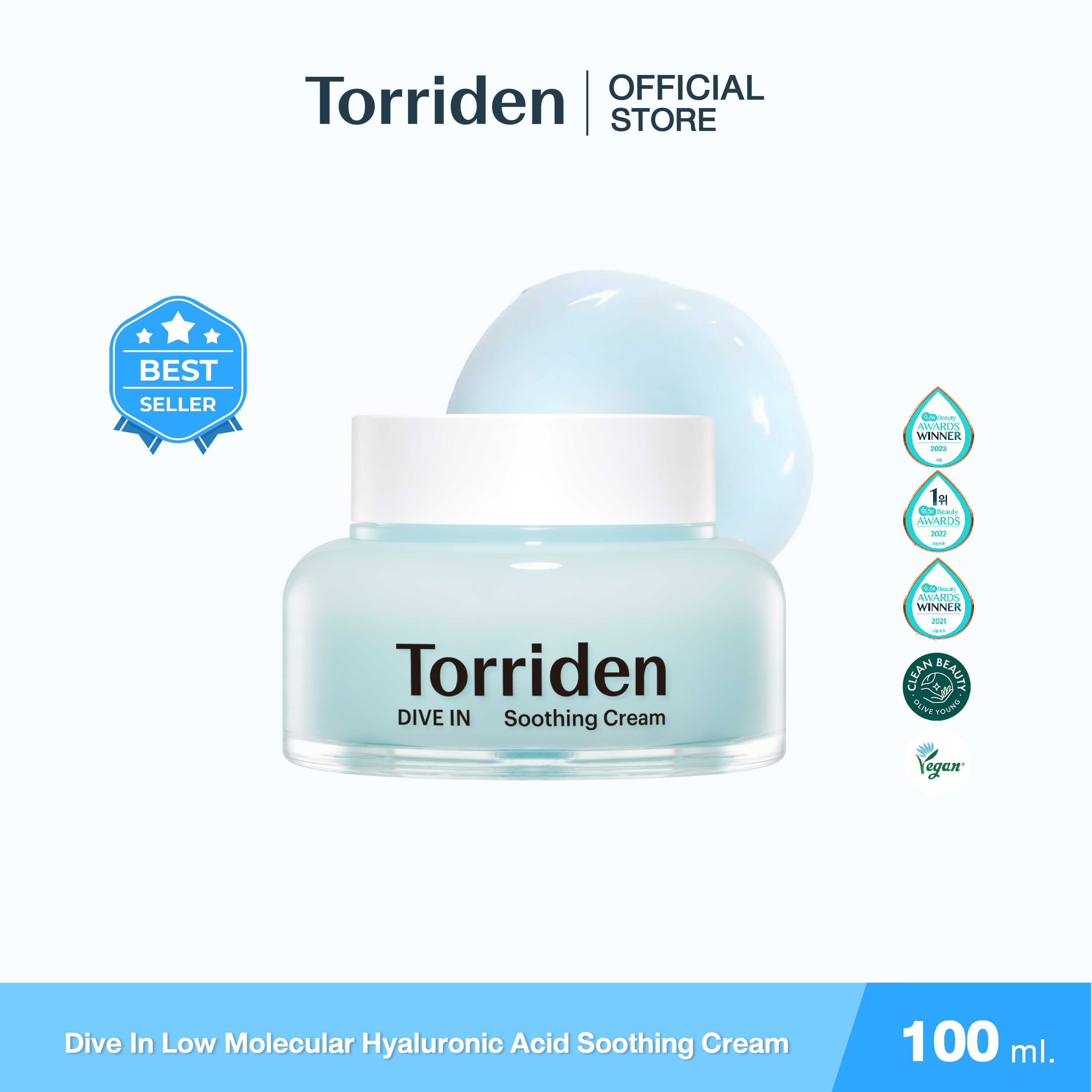 Torriden Dive In Hyaluronic Acid Soothing Cream (100ml) - ทอร์ริเดน ครีมเนื้อเจล ให้ความชุ่มชื้น