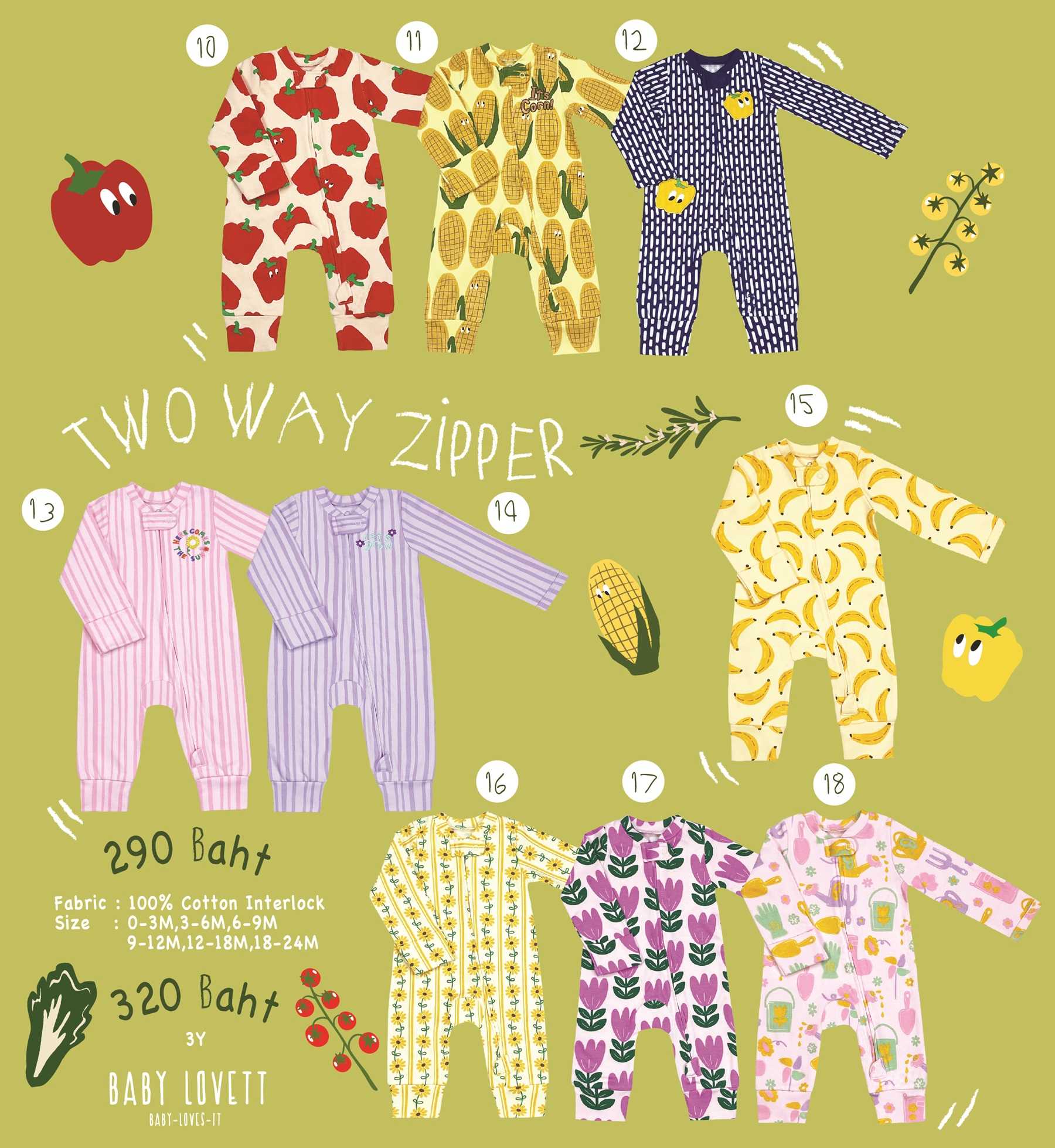 (JUNE2024) Babylovett Basic - Two-Way Zipper ชุดนอนเปิดเท้า