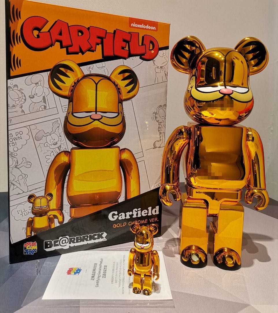 [พร้อมส่ง] Bearbrick Garfield Chrome 400%  100% Be@rbrick การ์ฟิลด์ สีโครม