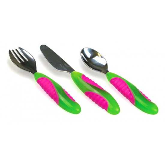 #ช้อนส้อมมีด Munchkin : MNK11329# Mighty Grip Utensil Set