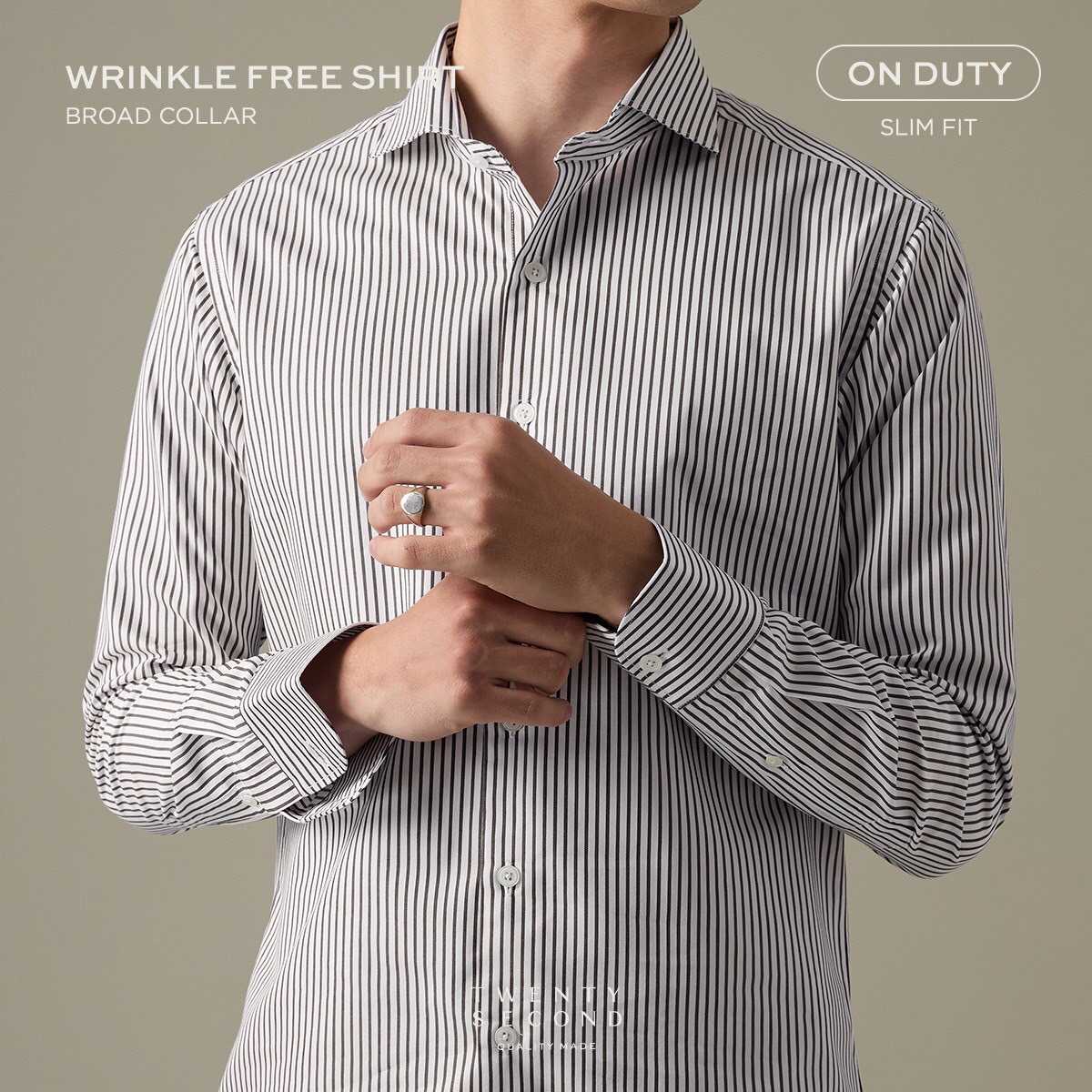 WRINKLE FREE SHIRT - STRIPE BROWN