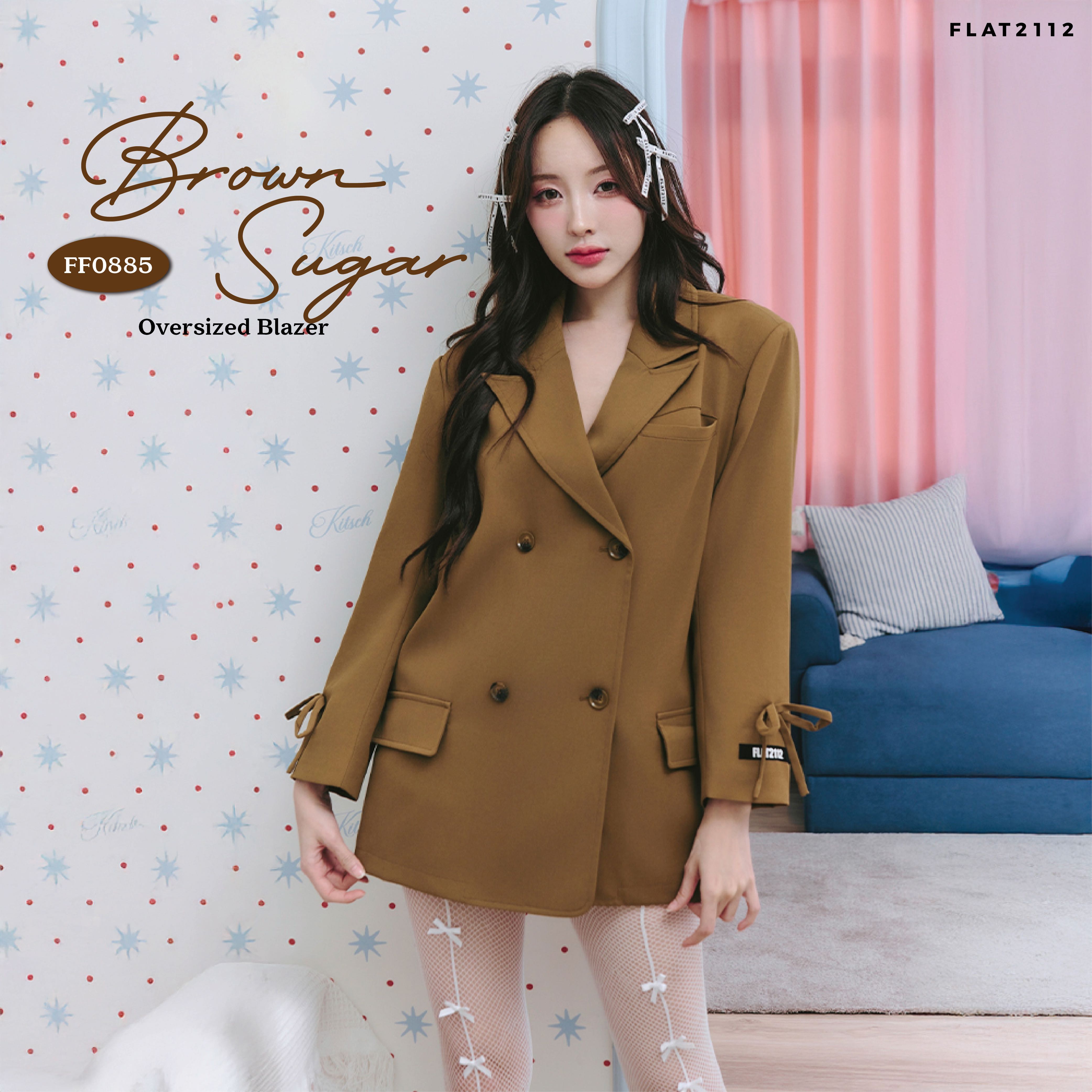 FLAT2112 FF0885 : BROWN SUGAR OVERSIZED BLAZER  เบลเซอร์ เสื้อคลุม แฟชั่นผู้หญิง ชุดออกงาน