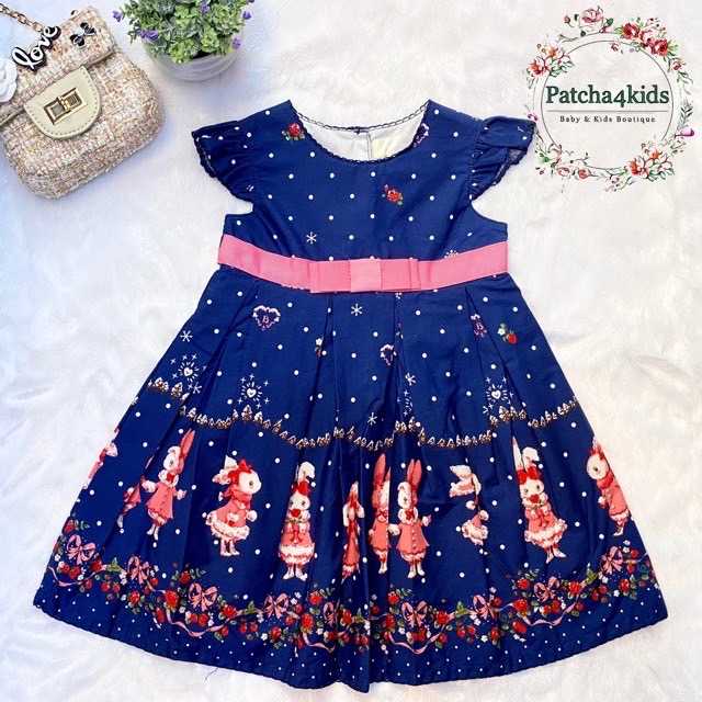 ( DS0016 ) เสื้อผ้าเด็กผู้หญิง ชุดเด็กผู้หญิง ชุดเดรสเด็กผู้หญิง ลายกระต่ายอิสเตอร์ 1-2ปี 🐇