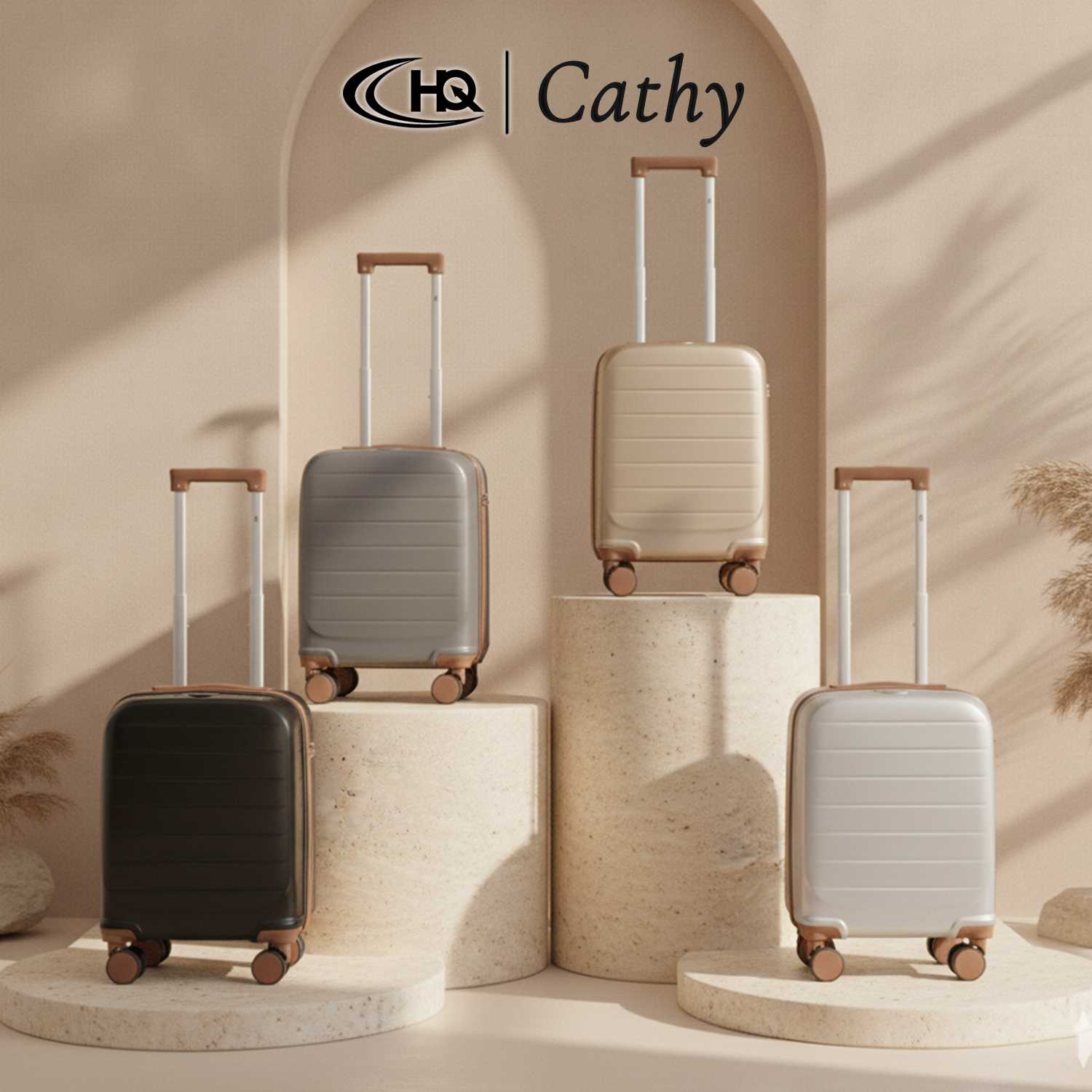 (16นิ้ว) HQ LUGGAGE กระเป๋าเดินทาง PC+ABS 4 ล้อคู่ กุญแจล็อค 3 รหัส รุ่น Cathy #2501