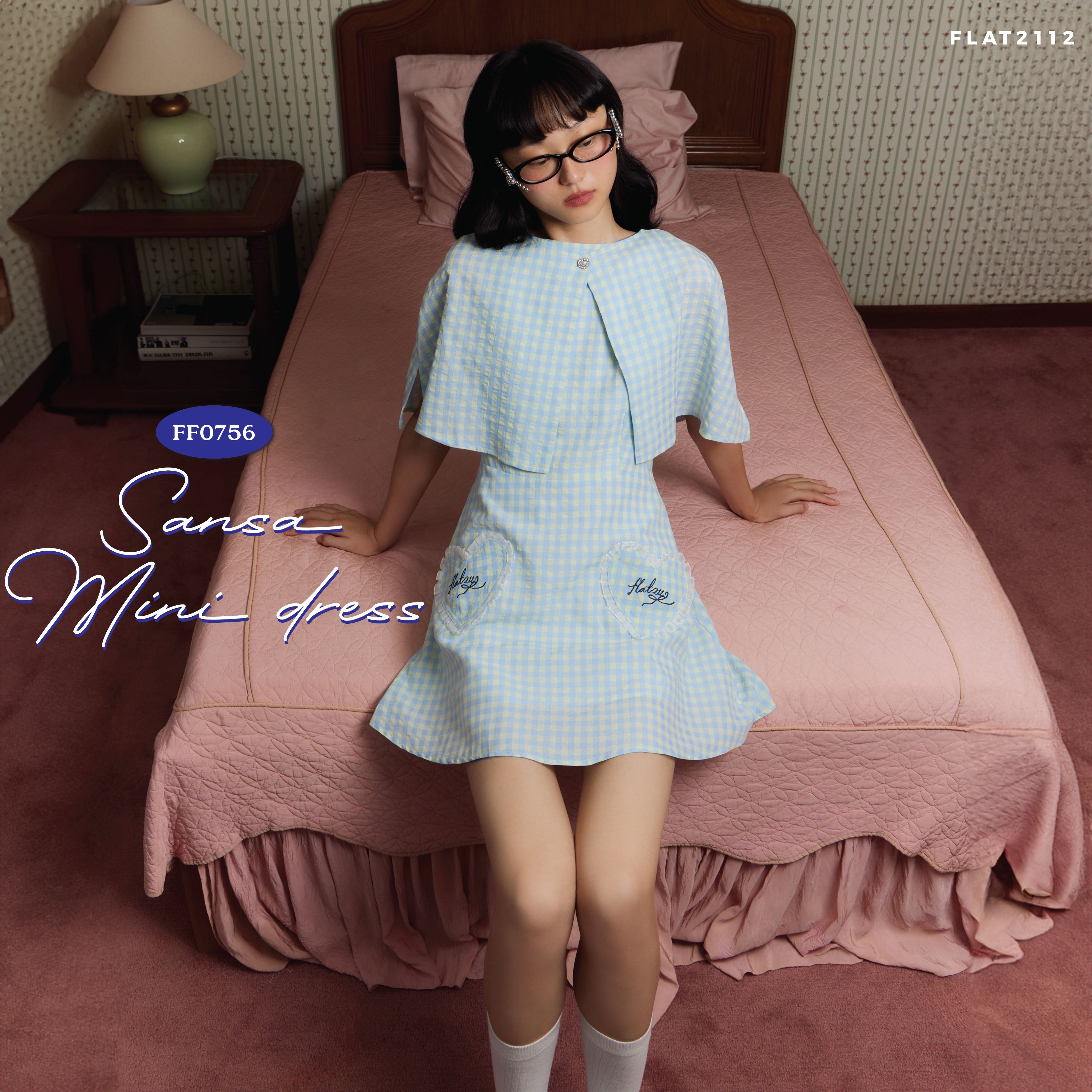 FLAT2112 FF0756 : SANSA MINI DRESS มินิเดรสแขนกุด มีผ้าคลุมไหล่
