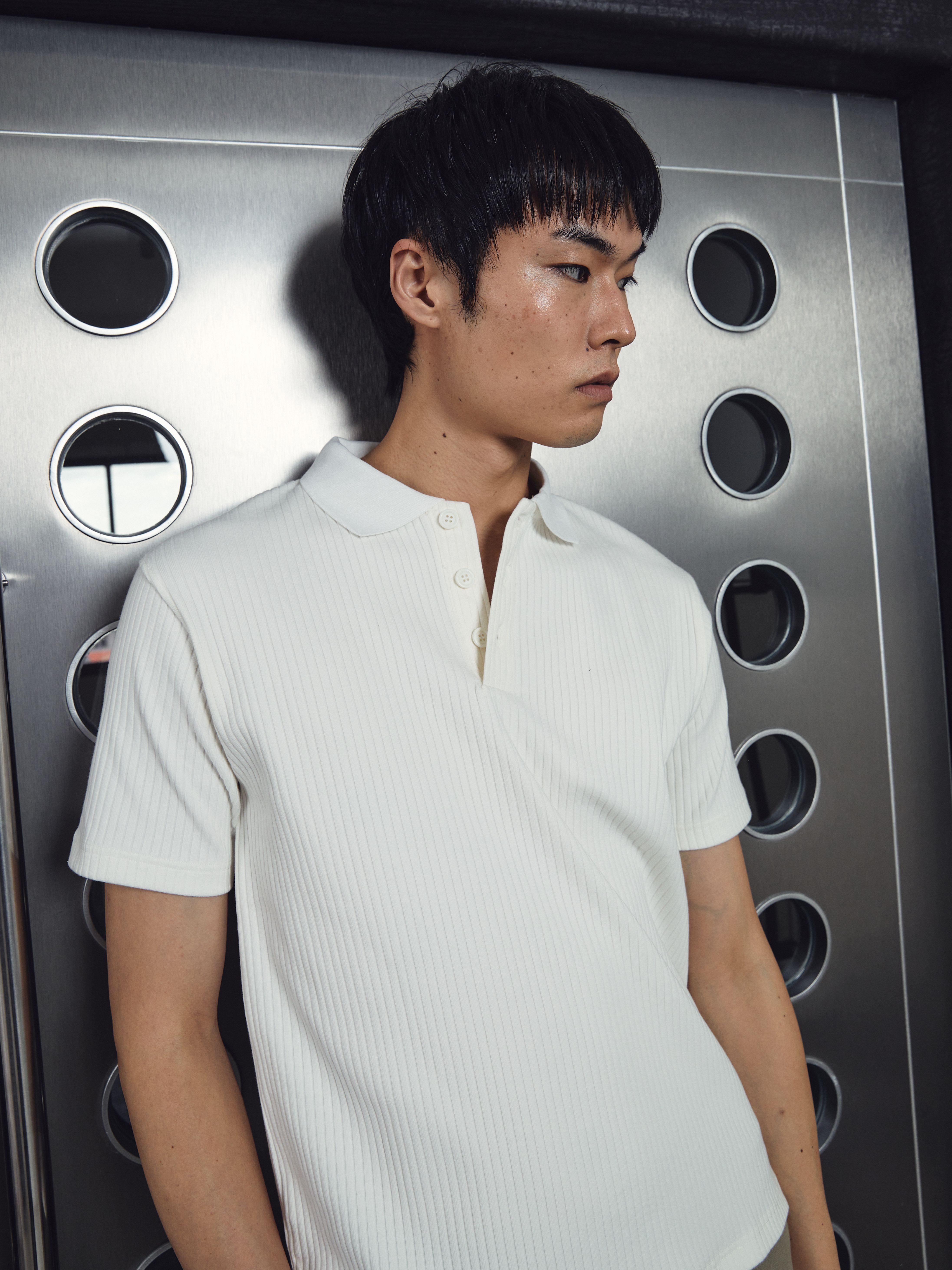 Luke Ribbed Polo Shirt - White