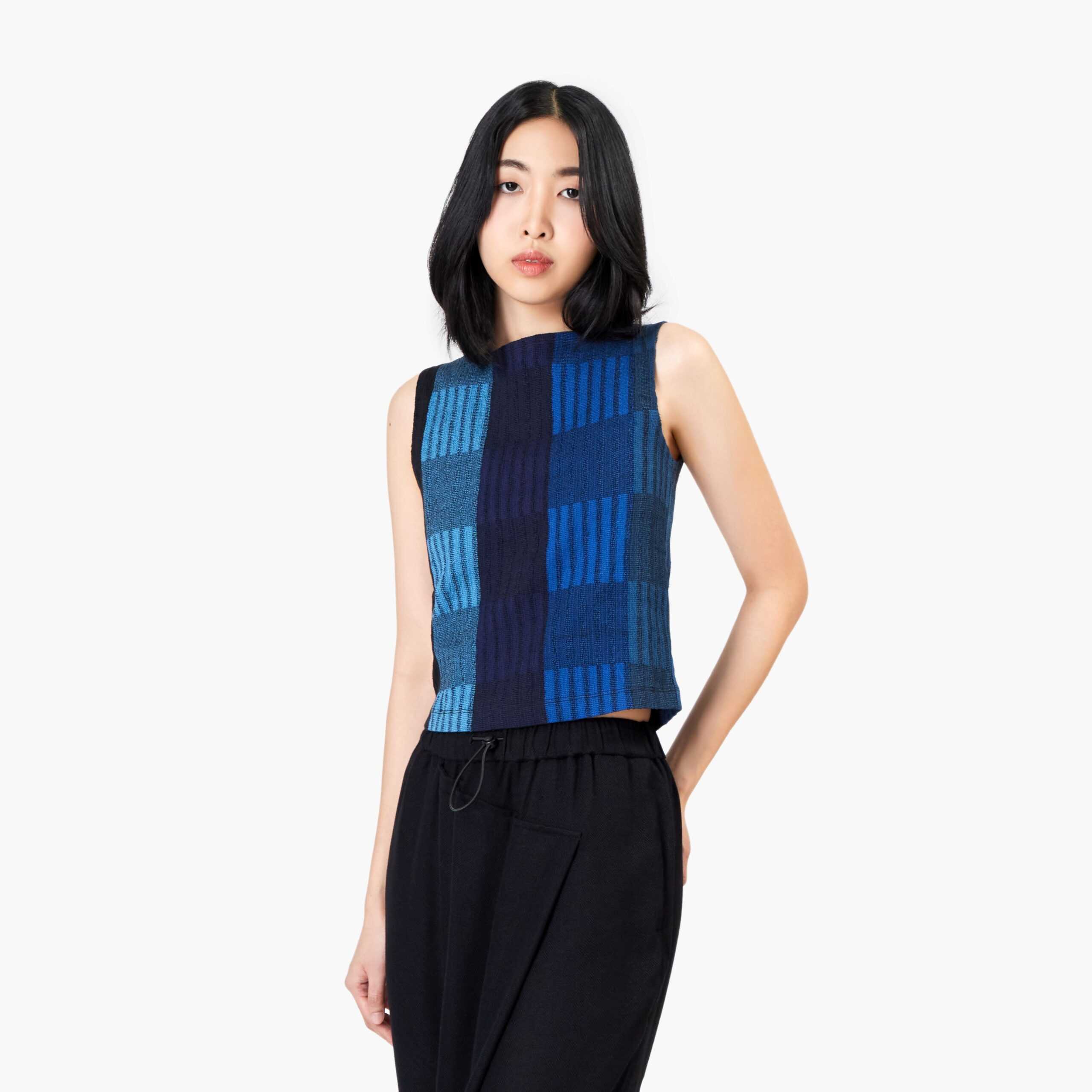 เสื้อเบลาส์ DoiTung Everyday SS24/BL69 Blue & Black #F