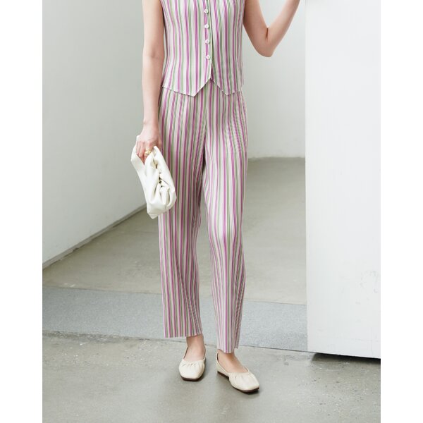 2MUAY รุ่น GJO5314 กางเกงพลีทคุณภาพ THICK STRIPED PRINT PLEATED PANT 2 สี FREE SIZE