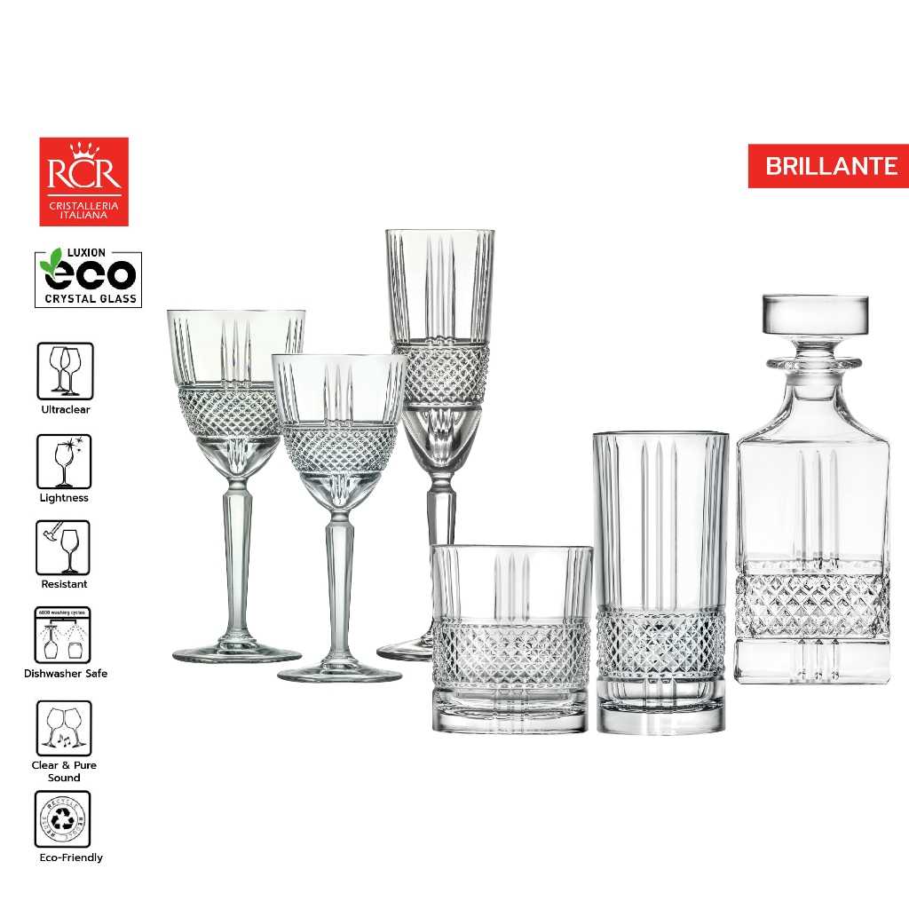 RCR Brillante แก้วไวน์ แชมเปญ ค็อกเทล แก้วน้ำคริสตัล