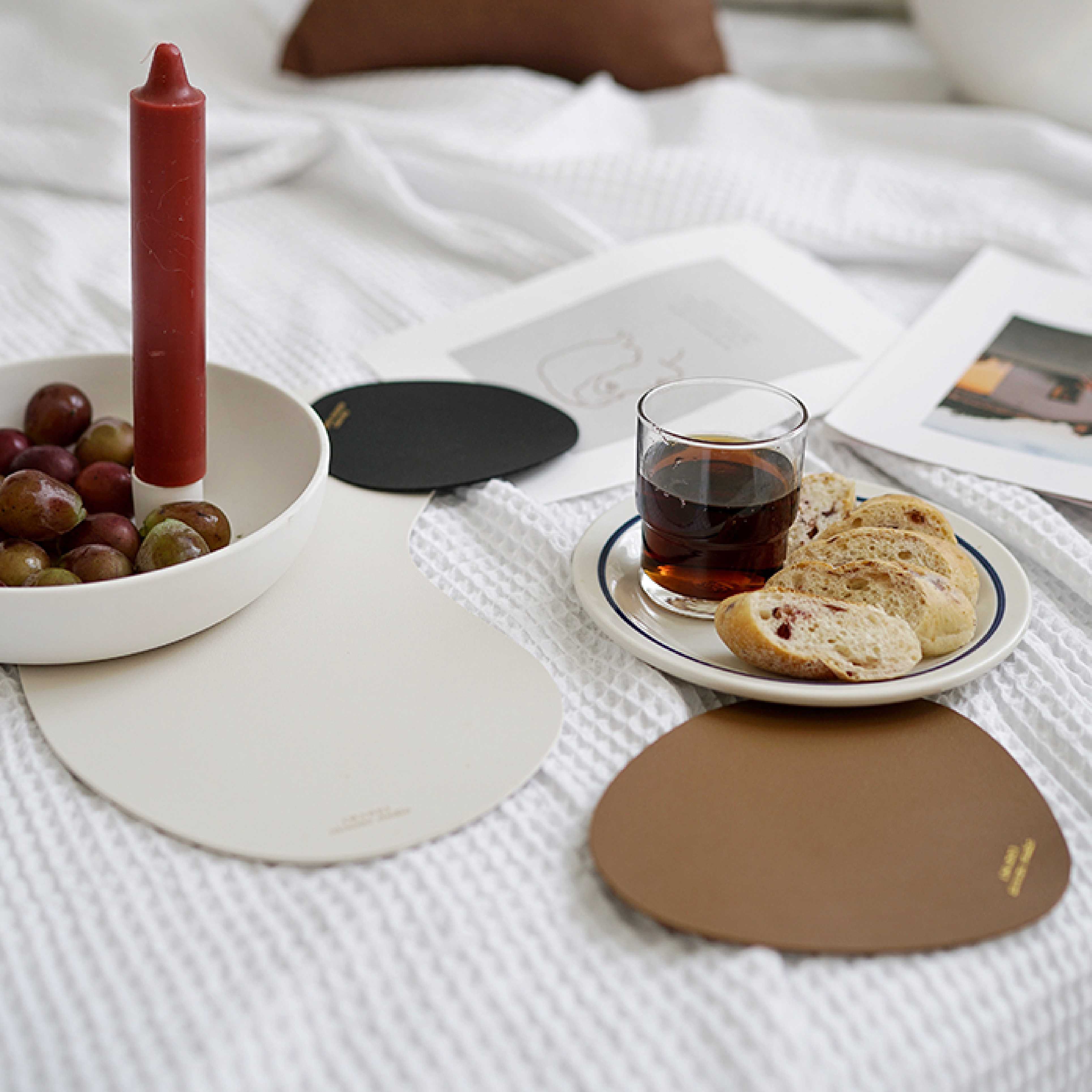 Geometric leather coaster set