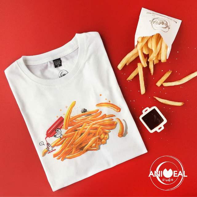 เสื้อยืดลายเฟรนช์ฟรายส์ French Fries (FREE MASK)