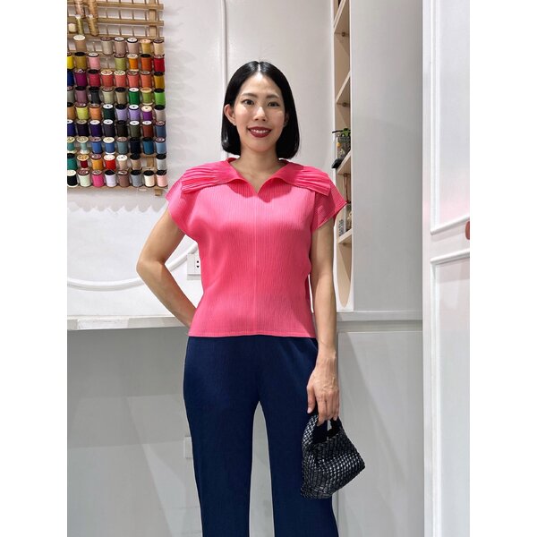 2MUAY รุ่น GJO11379 เสื้ออัดพลีท GLAM COLLAR PLEATED TOP 12 สี FREE SIZE