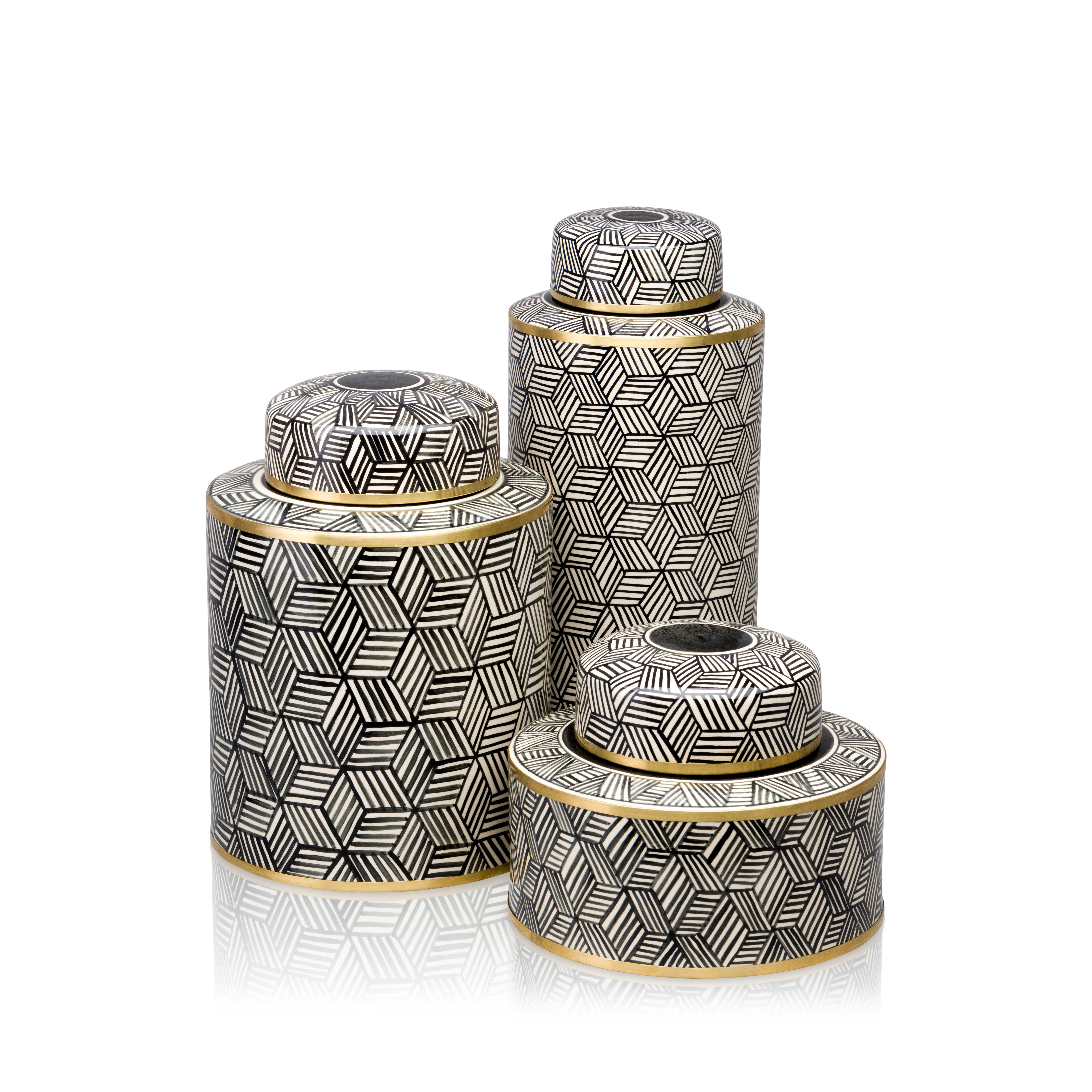 Ginger Jar Size M Cubic Weave Pattern