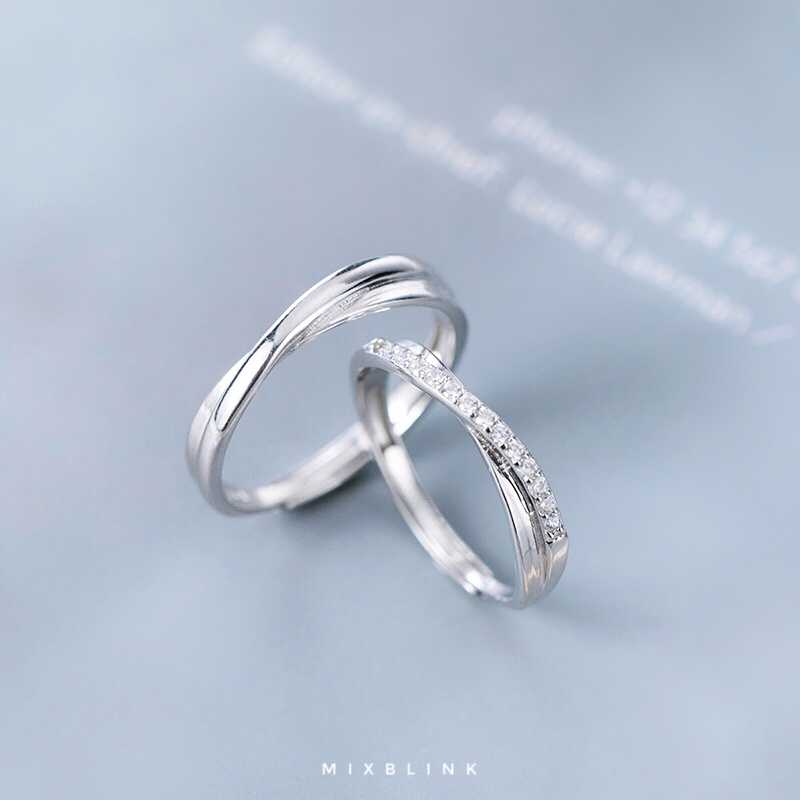 แหวนคู่ Diamond - ส่งฟรี EMS ( เงินแท้ 92.5% ) #I7