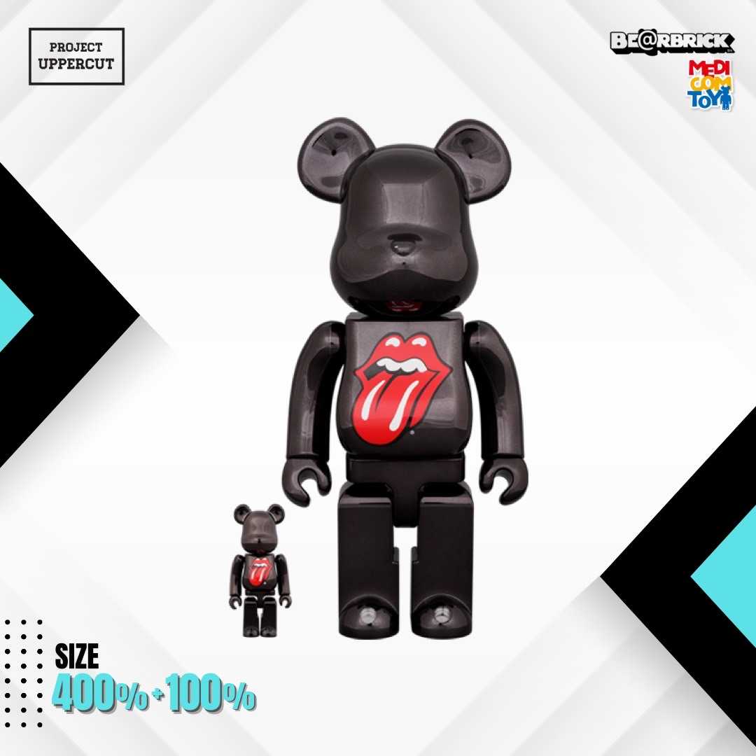 BE@RBRICK 400%+100% THE ROLLING STONES : Lips & Tongue - Black Chrome Ver. [New]
