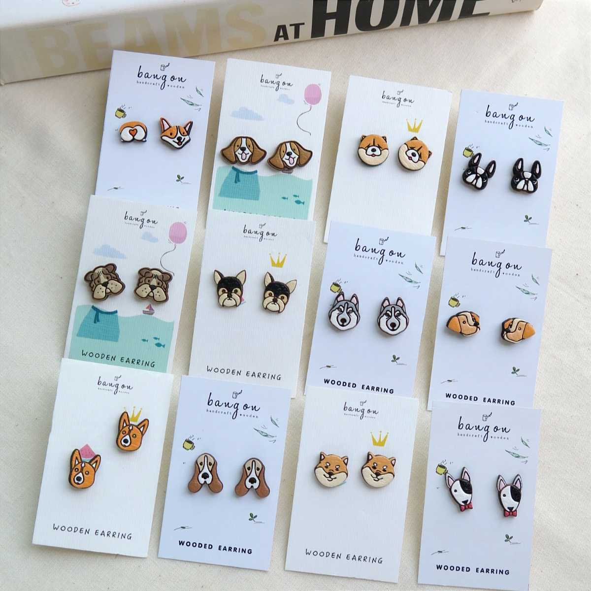 Wooden earring Dog