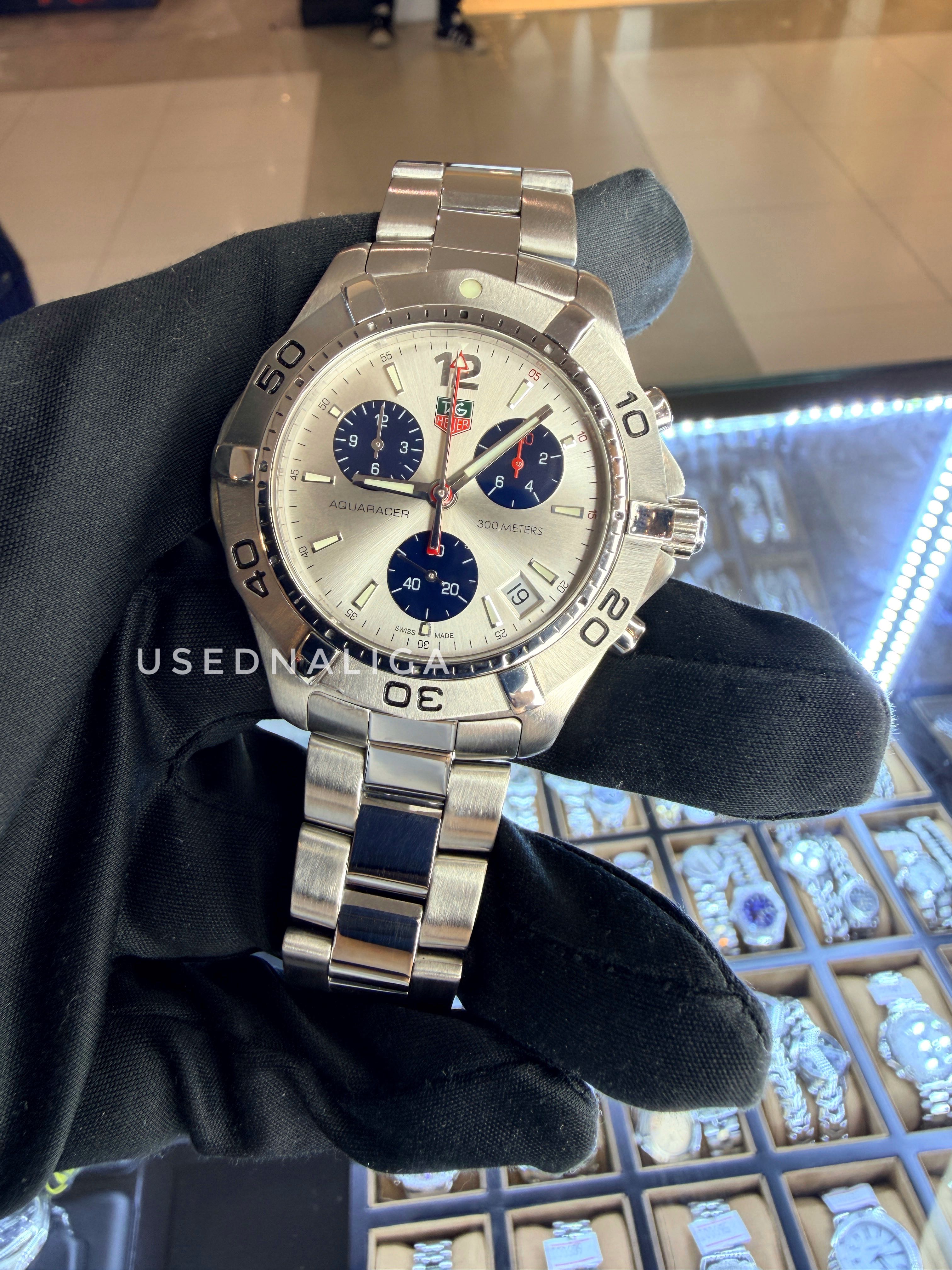 Tag Heuer  PANDA AQUARACER Silver Chronograph Mensize