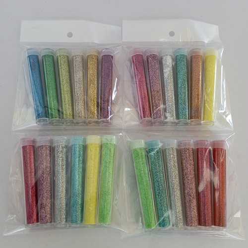 กลิตเตอร์ผง กากเพชรผง ชุดละ 6 สี หลอดยาว