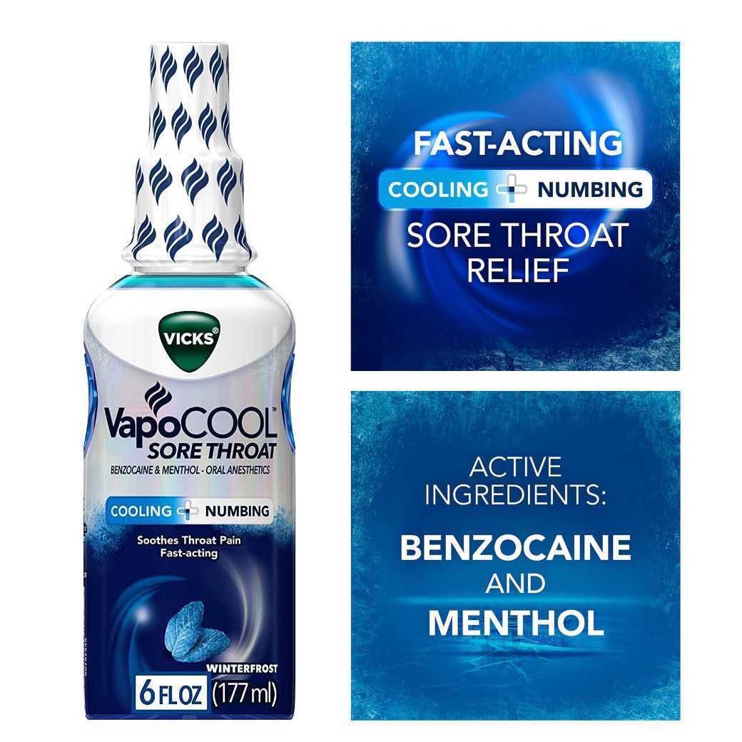 Vicks VapoCool Sore Throat Spray - Winterfrost ขนาด 177Ml จากอเมริกา พร้อมส่ง