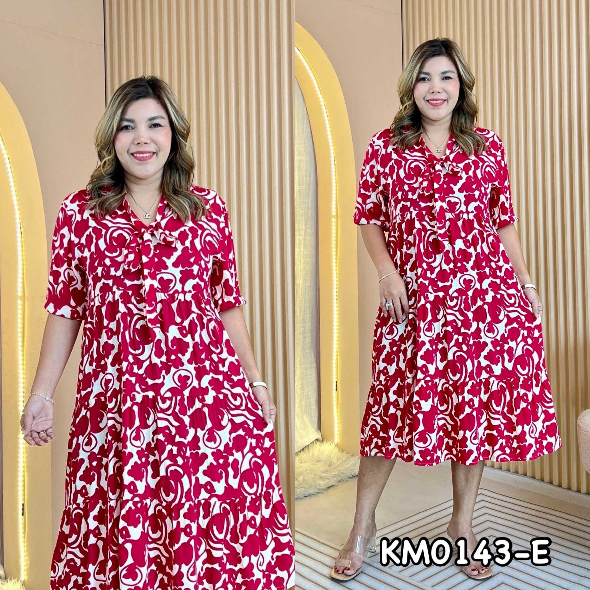 Miafashion ​(KM0143)​เดรสสปัน​ พิมพ์​ลาย