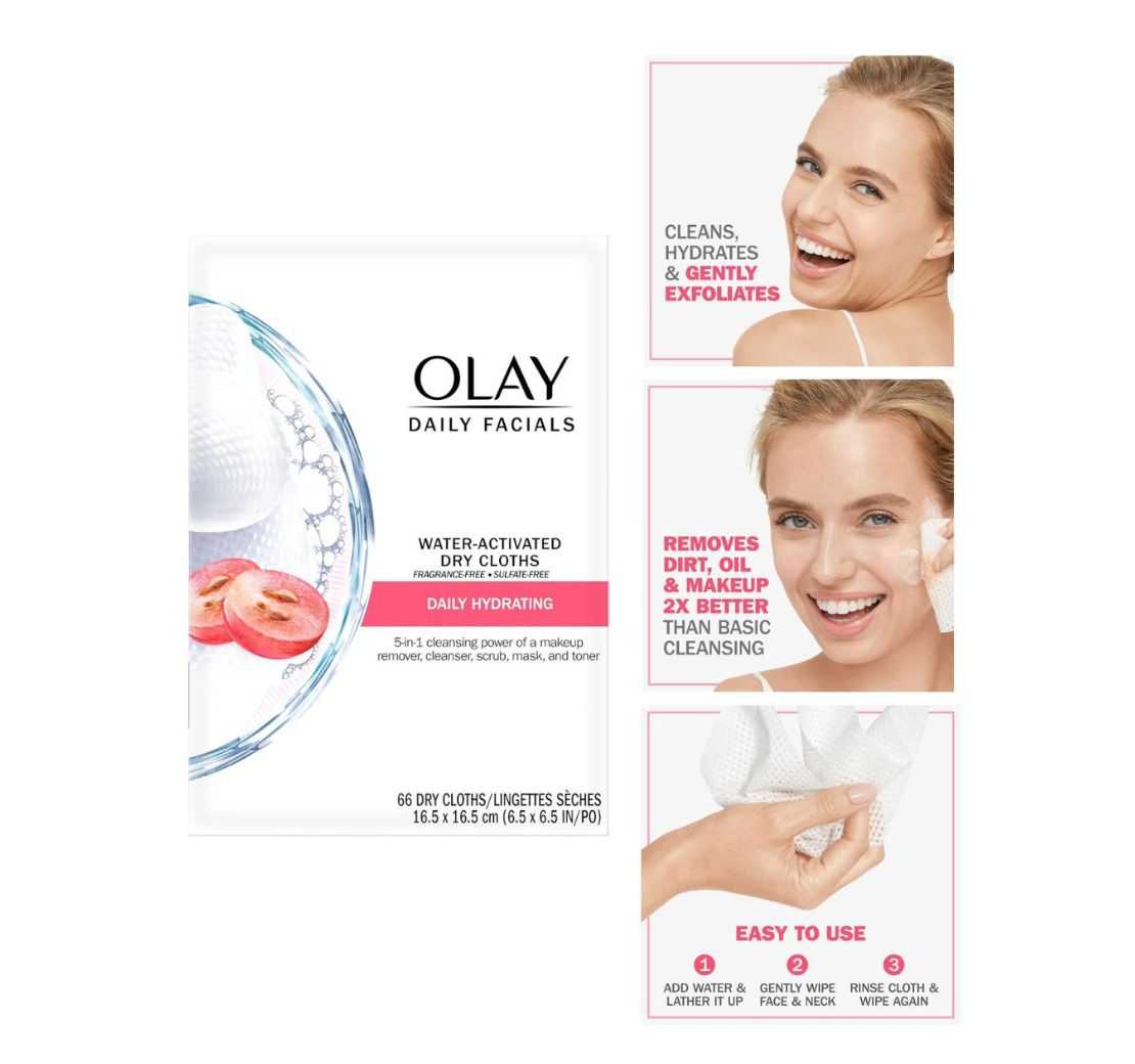 Olay Daily Facials 5-in-1 Makeup Removing Facial Cleansing Wipes - Daily Hydration  พร้อมส่ง