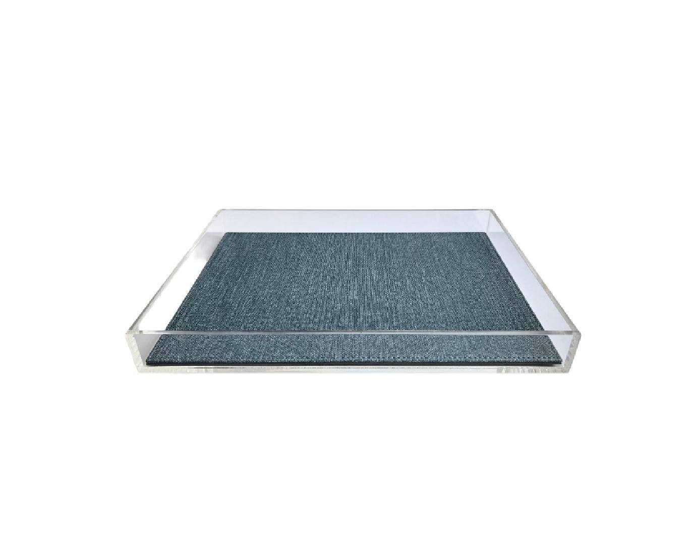 Tray, Acrylic, PU Linen embossed, Blue