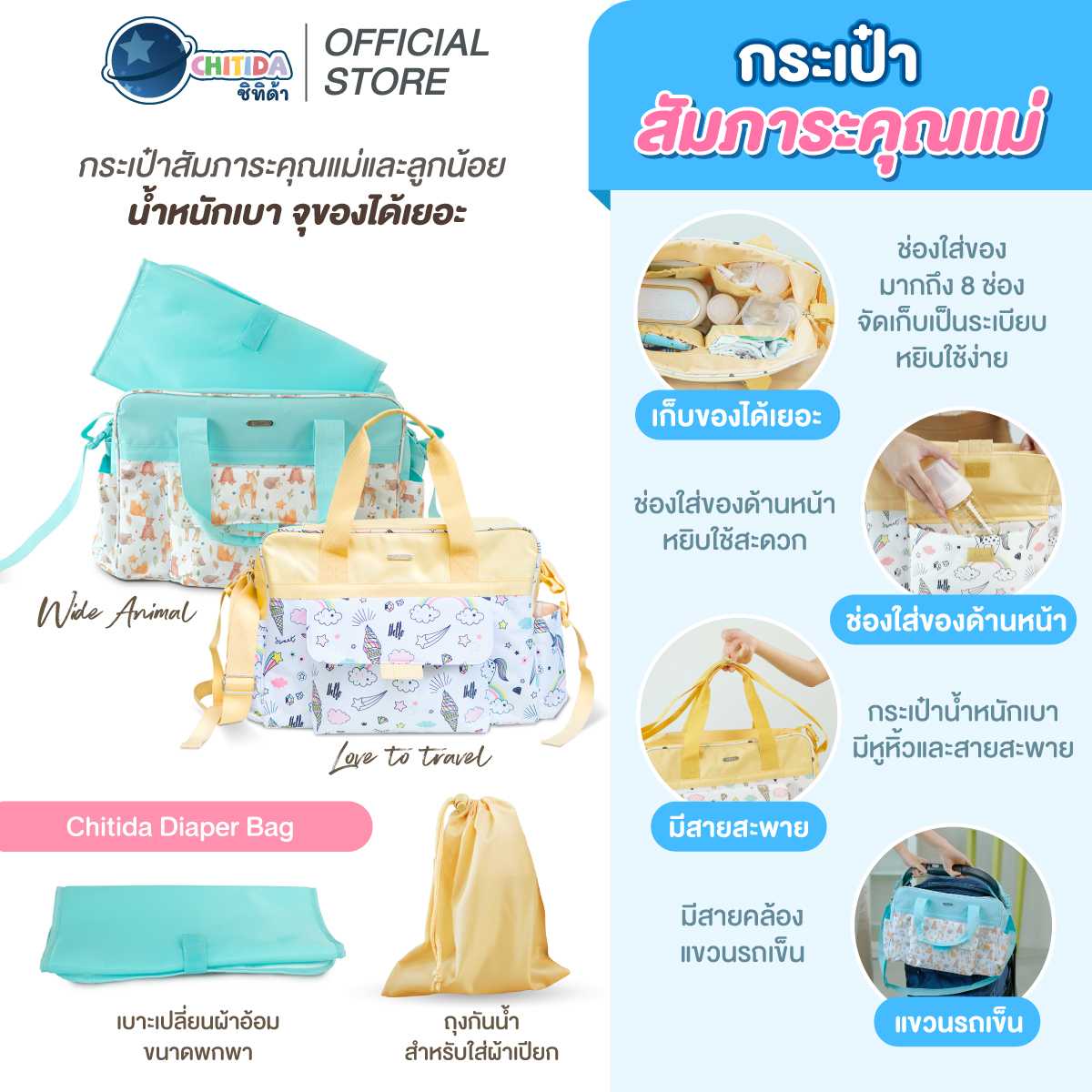 Promotion  -กระเป๋าสัมภาระ​คุณแม่ มีเบาะเปลี่ยนผ้าอ้อมชนิดพกพา
