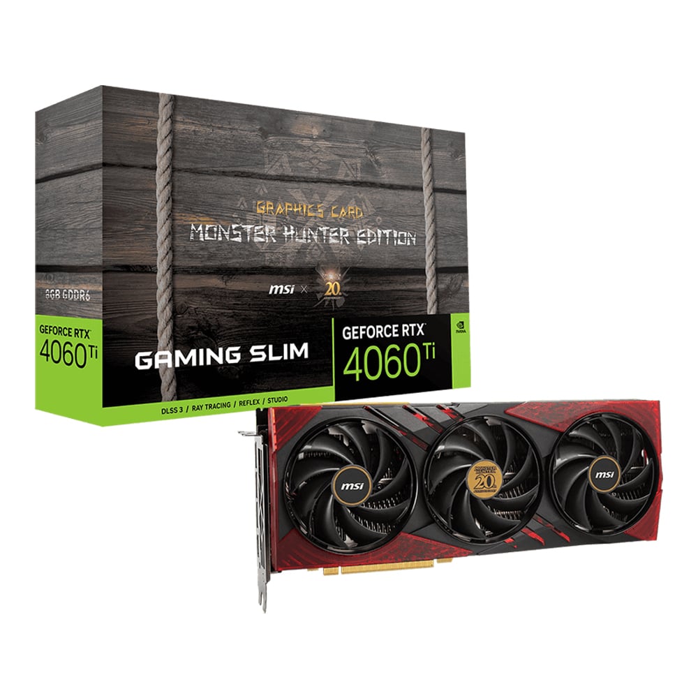 VGA (การ์ดแสดงผล) MSI GEFORCE RTX 4060 TI 8G GAMING SLIM MONSTER HUNTER EDITION - 8GB GDDR6