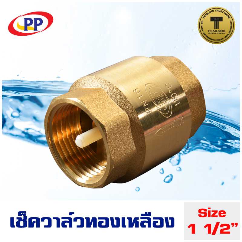 เช็ควาล์ว สปริงทองเหลือง PP(พีพี)  ขนาด 1  1/2นิ้ว(1นิ้ว4หุน)
