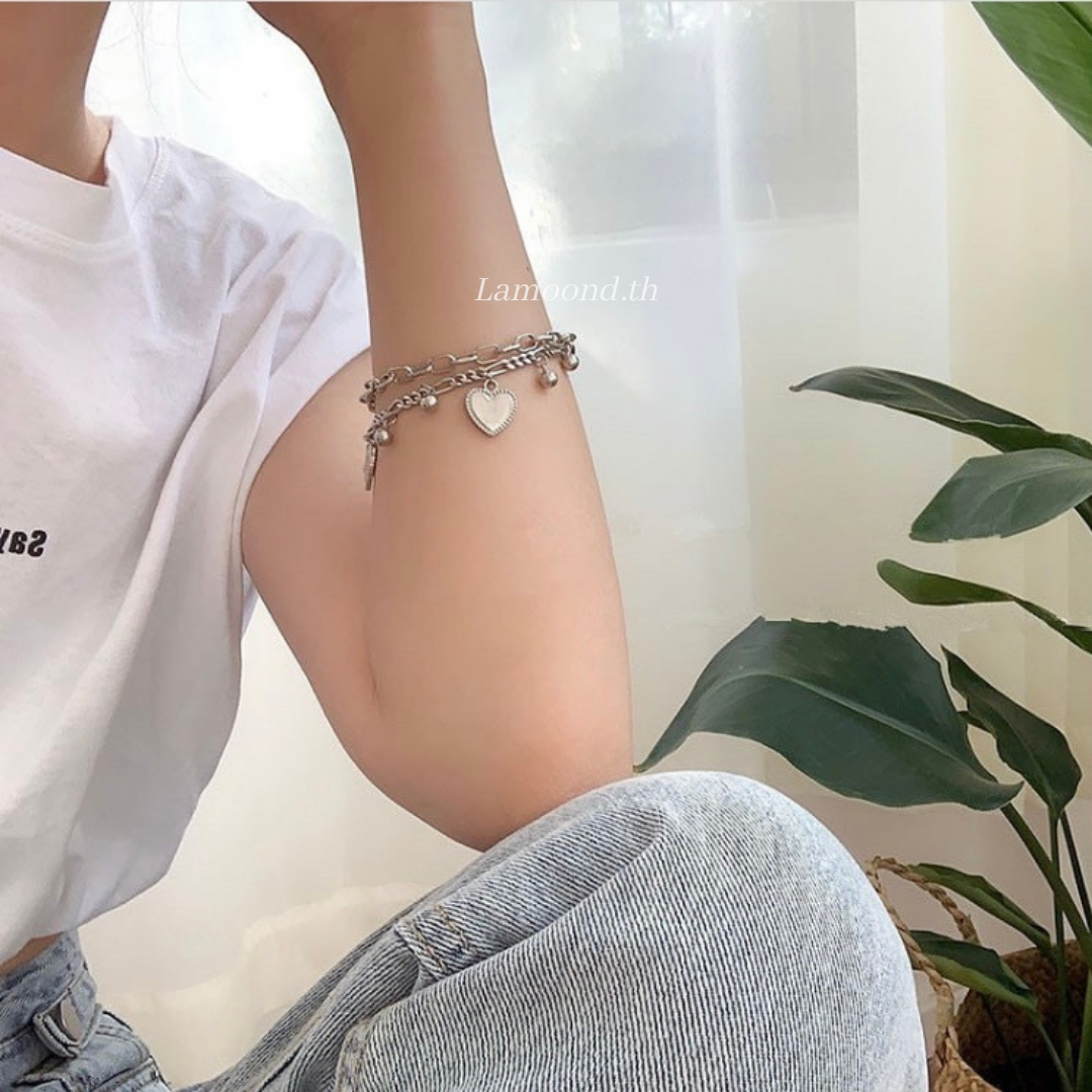 สร้อยข้อมือ Heart charm link 🖤