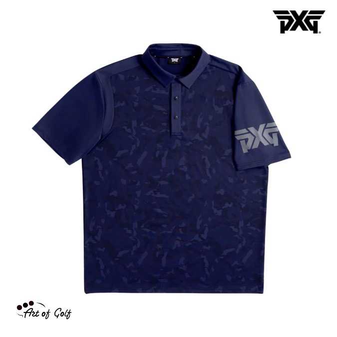 เสื้อโปโล PXG Men Athletic Fit Fairway Camo Polo - Navy