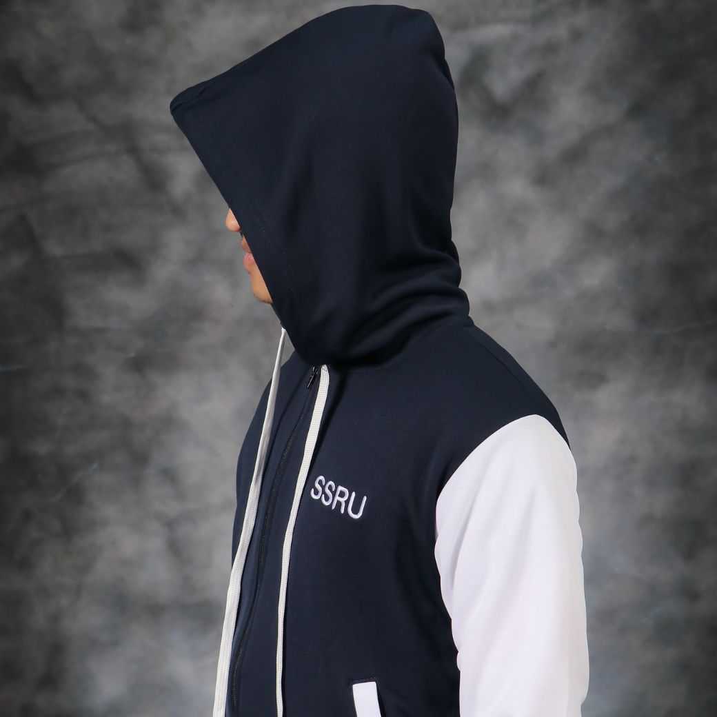 เสื้อฮู้ดแจ็คเก็ตแขนสีขาว ปัก SSRU