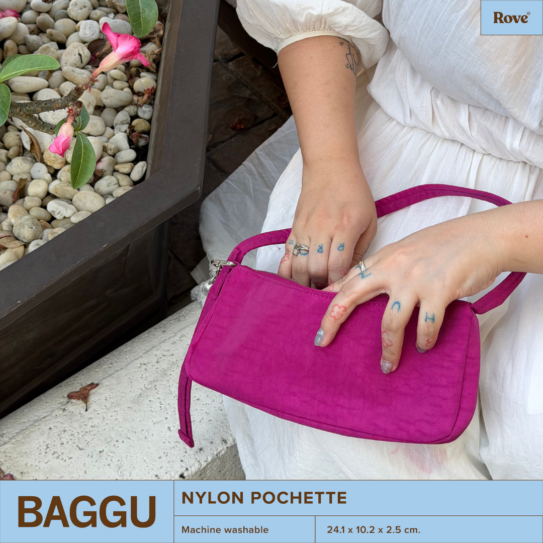 BAGGU Nylon Pochette - Deep Fuchsia