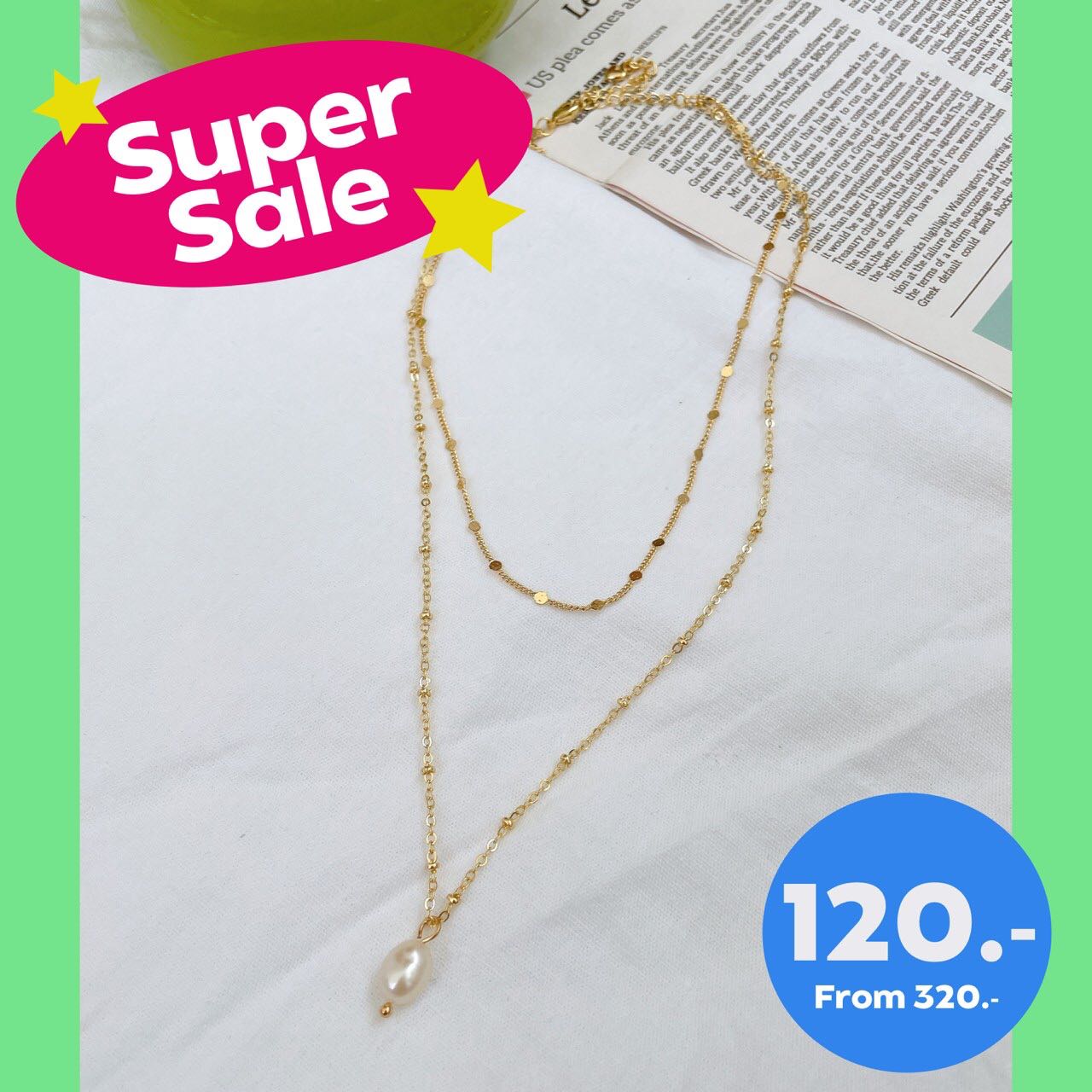 สร้อยคอ line and dot with pearl pendant necklace