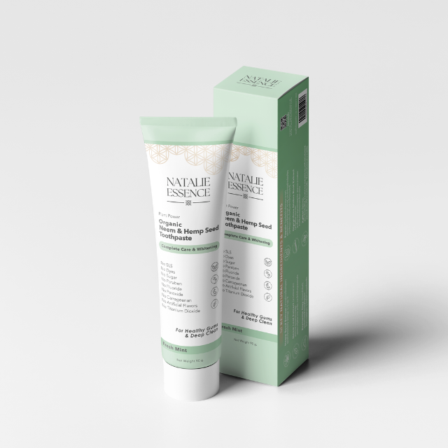 🛡️ยาสีฟันออร์แกนิก สูตรสะเดาและเมล็ดกัญชง 📌1 หลอด  // Natalie Essence Organic Toothpaste