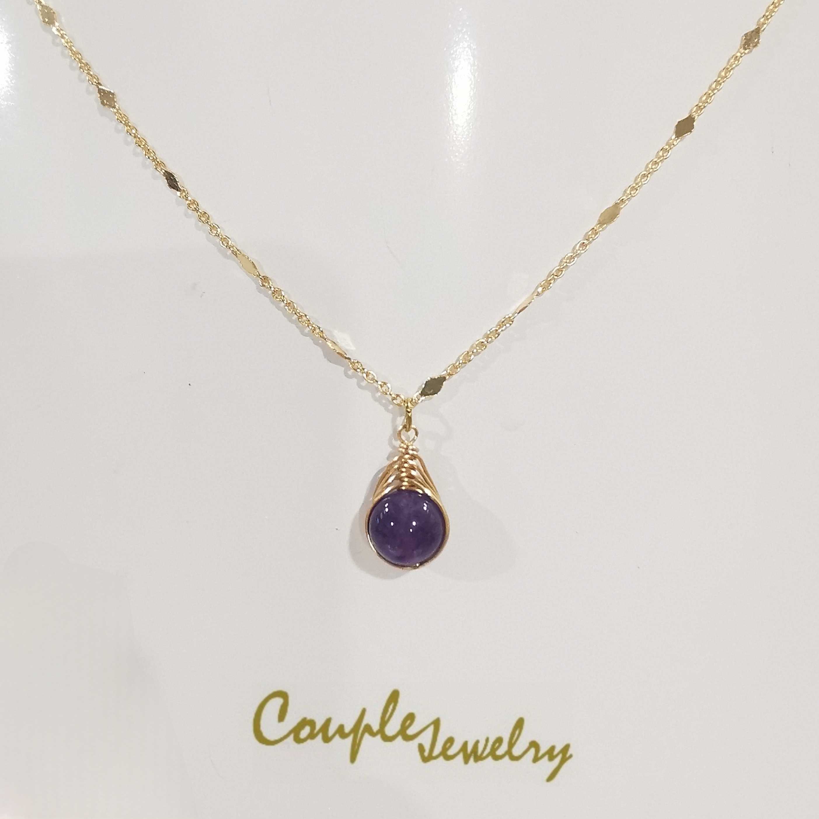 Couple-jewelry​: Amethyst​ Stone​ pendant​ woven​