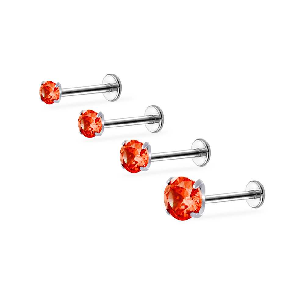 PiercingRoomByJay Orange Red CZ/Titanium Flat back เกรดการแพทย์ (ราคาต่อชิ้น)