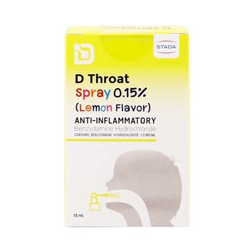 D Throat Spray 0.15% กลิ่นเลมอน สำหรับเด็ก 15 ml.