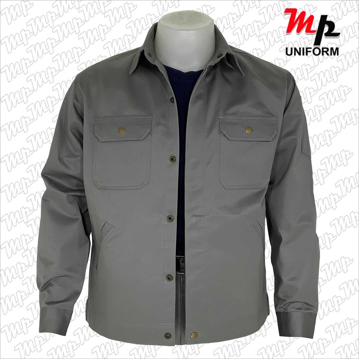 MPJ003-06 เสื้อช่างผ้าเวสปอยท์ เป็กซ่อน แถบสะท้อนแสงหลัง สีขี้ม้า