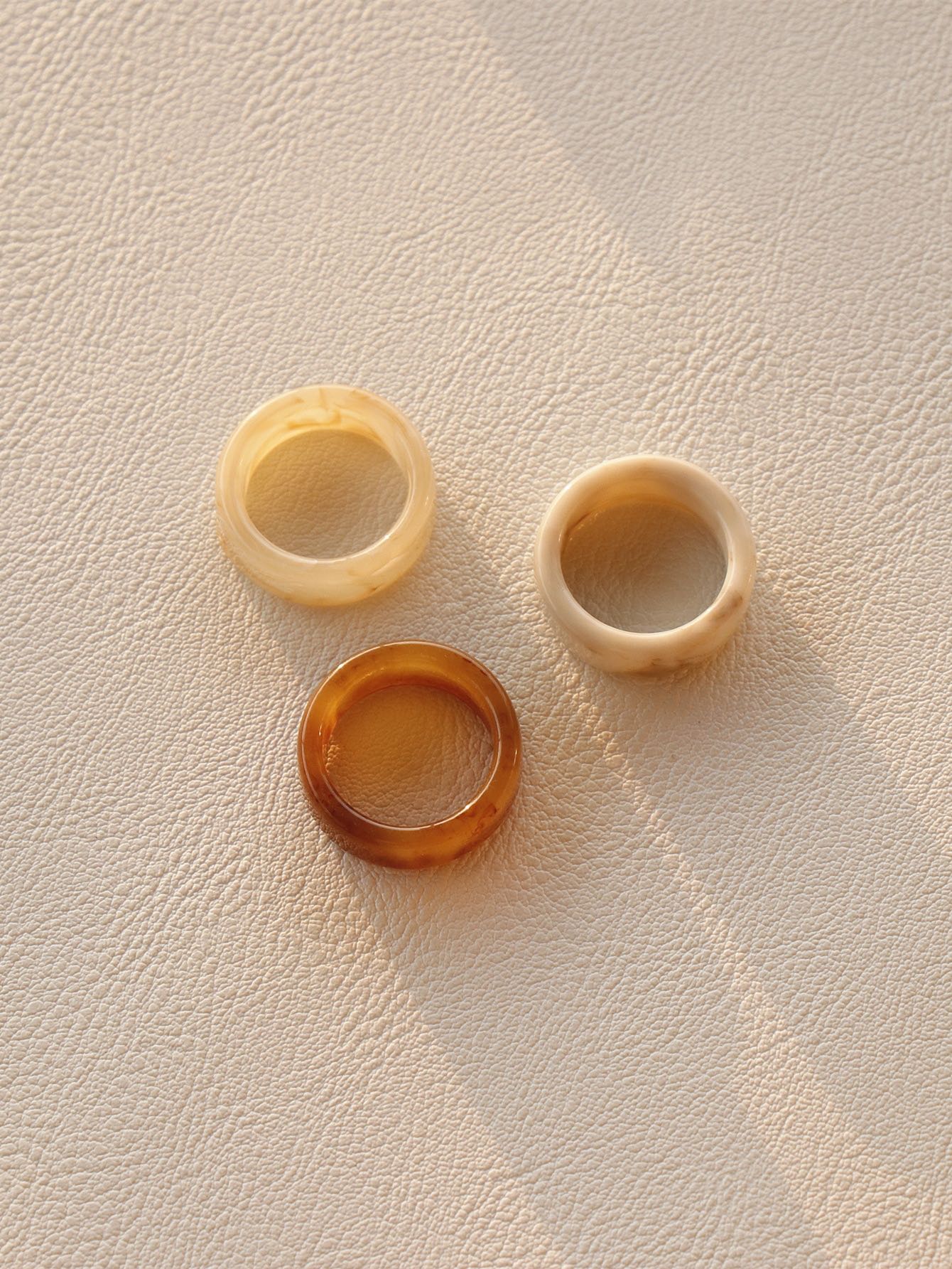 3pcs Brown/Nude Resin Ring