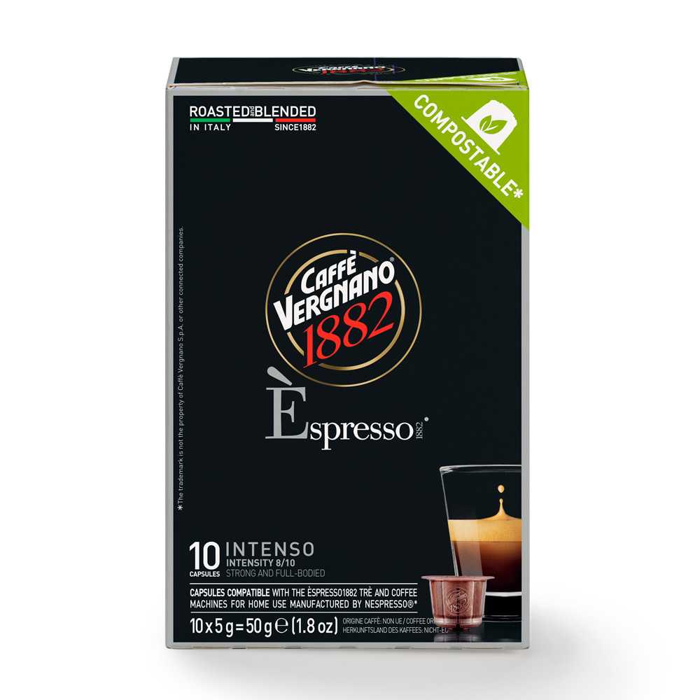 Caffè Vergnano 1882 Intenso Compostable กาแฟแคปซูล คัฟเฟ่ แวร์ญาโน่ เนสเพรสโซ อินเทนโซ่