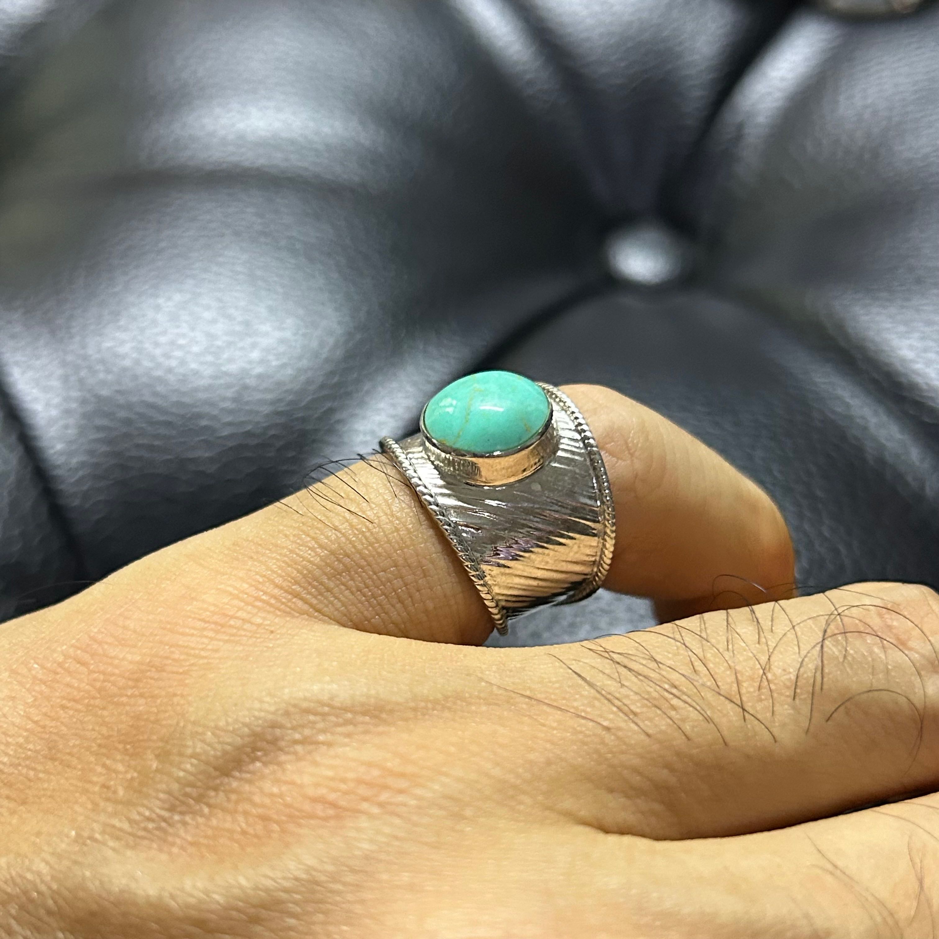 แหวนเงินแท้925 ประดับTurquoise ขนาด52 