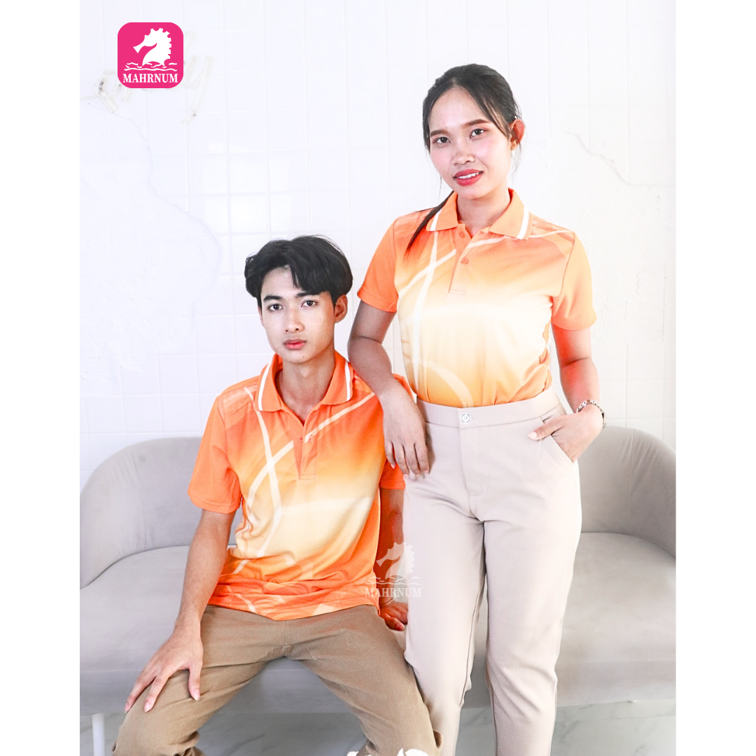 เสื้อโปโลพิมพ์ลาย(03ส้ม) (ตัวเปล่า)