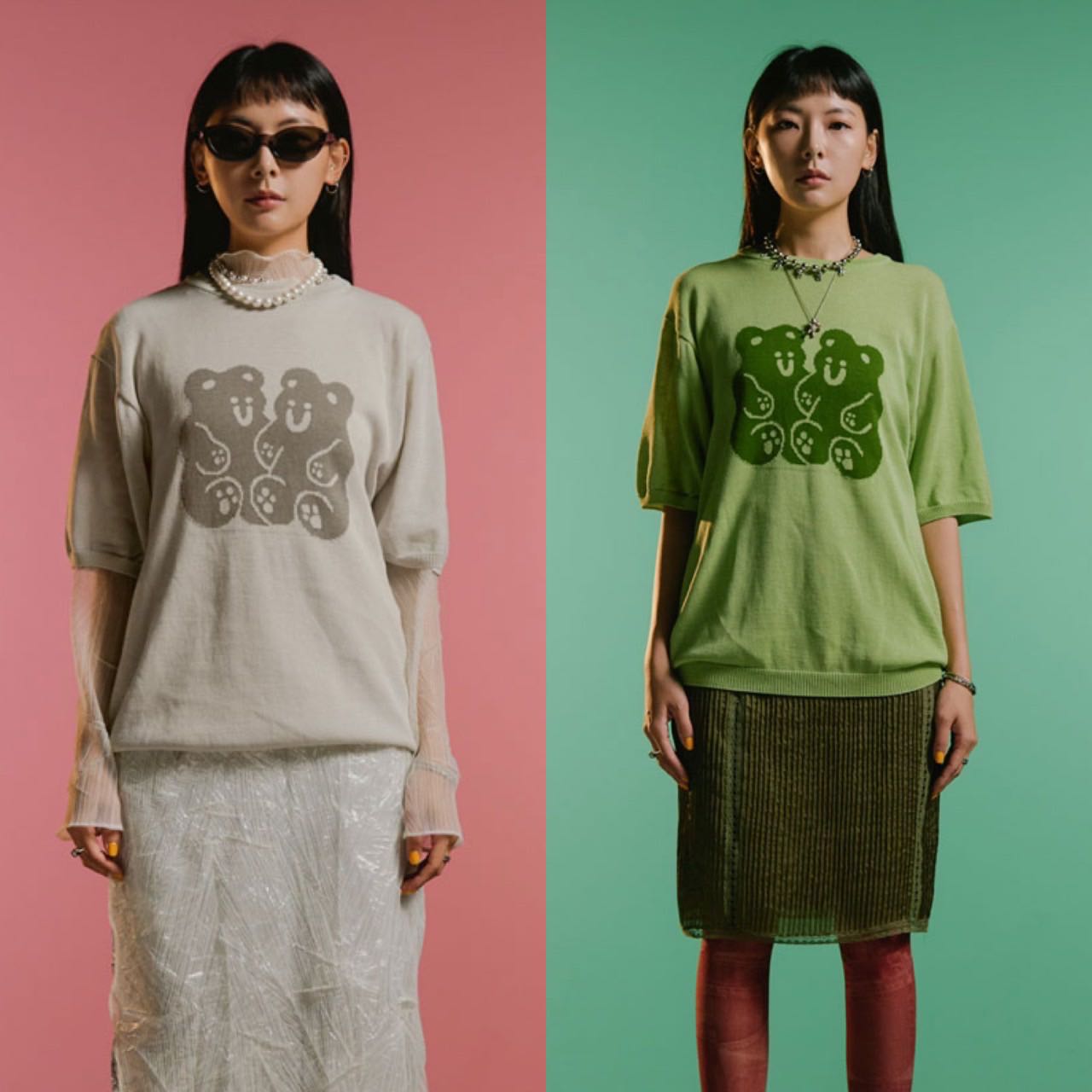 /พร้อมส่ง/ NGC GUMMY BEAR SUMMER KNIT HALF TEE
