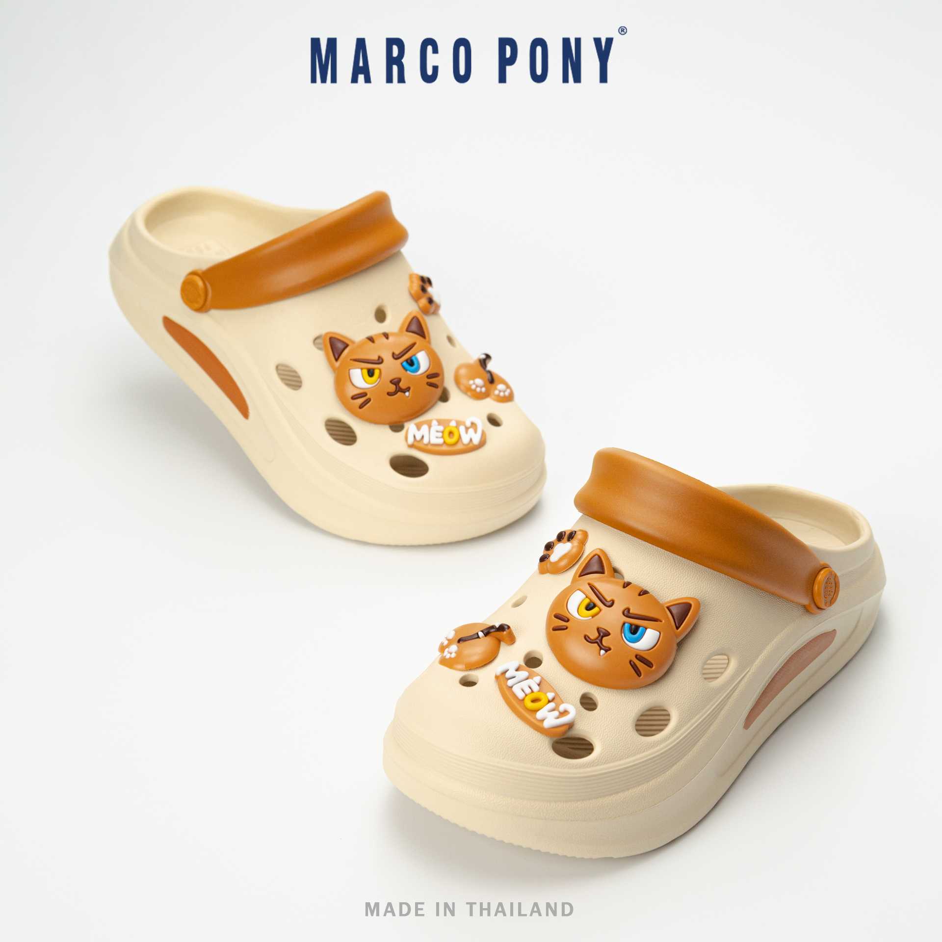 Marco Pony รุ่น MH9039 รองเท้ารัดส้น มีตัวการ์ตูนแมวติดรองเท้า พื้นนุ่ม กันน้ำ Size 36-41