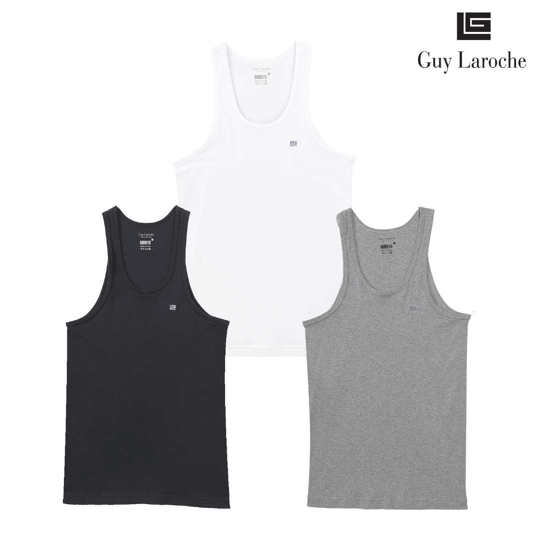 Guy Laroche เสื้อกล้ามทรง Body Fit ปัก LOGO GL ที่หน้าอก มีให้เลือก 3 สี (JVE2423R4)