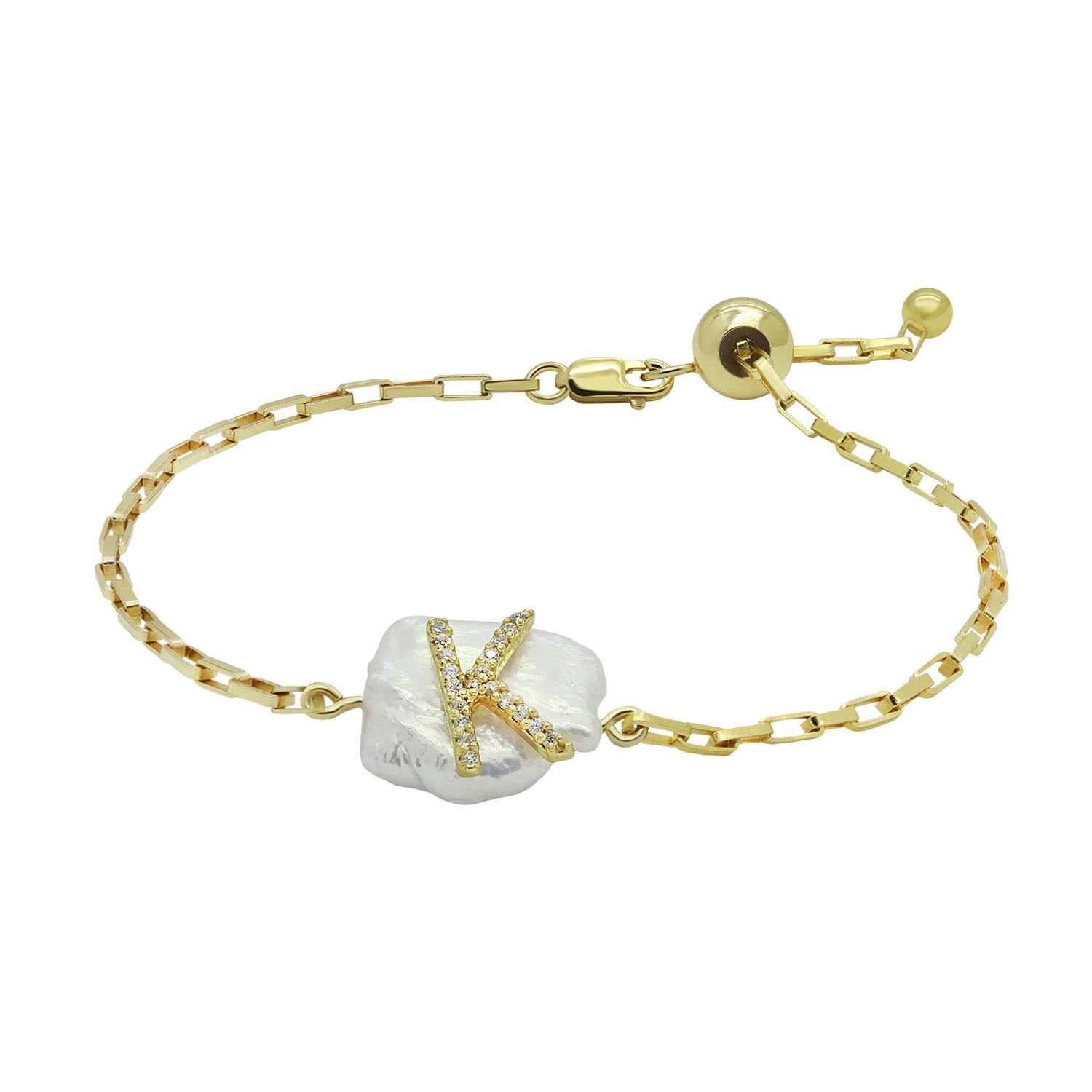 Initial Pearl Bracelet A-T (Gold)