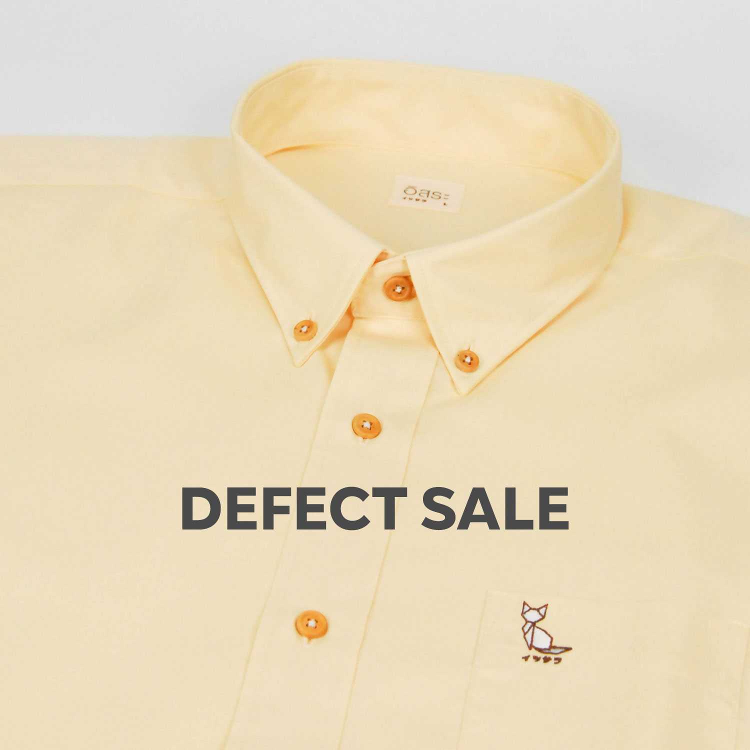 [สินค้ามีตำหนิ] Original เสื้อเชิ้ตชาย ปกกระดุม สลิม สีเหลือง origami cat (มีไซส์ S1 M1)