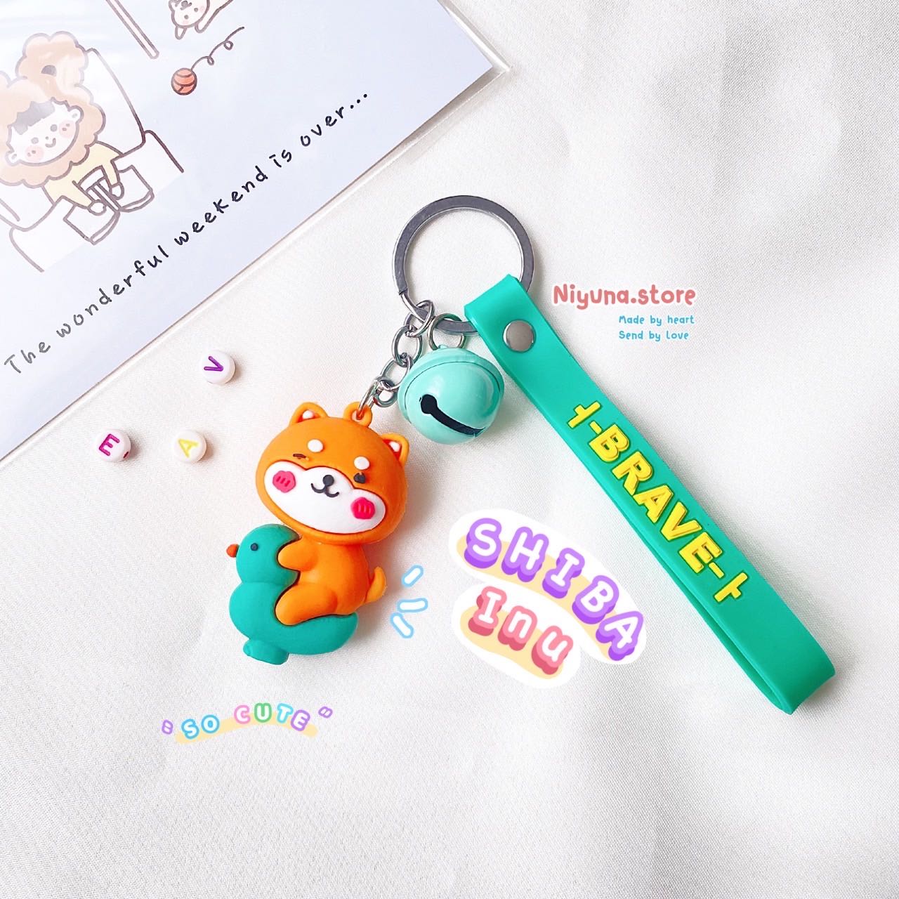 พวงกุญแจหมาชิบะ สีเขียวเวอร์รอเดียน so cute